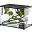 Enceinte en verre de reptile noir, 14 gallons avec couvercle coulissant pour l'alimentation, les lézards, les serpents, les grenouilles, les araignées terrarium - vue complète, ensemble de décoration, araignées sécuritaires,