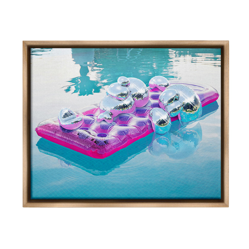 «Summer Pool Disco Balls Floater Frame» par Ziwei Li sur toile, Cadre flottant gris lustré, H 25 po x l 31 po