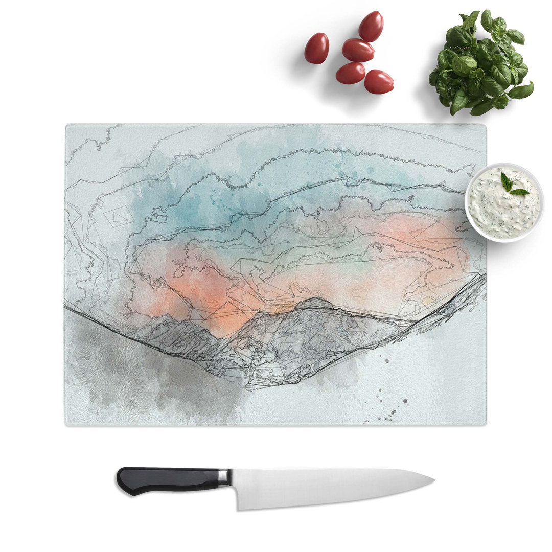 Tempered Glass Sunrise over a Mountain Chopping Board