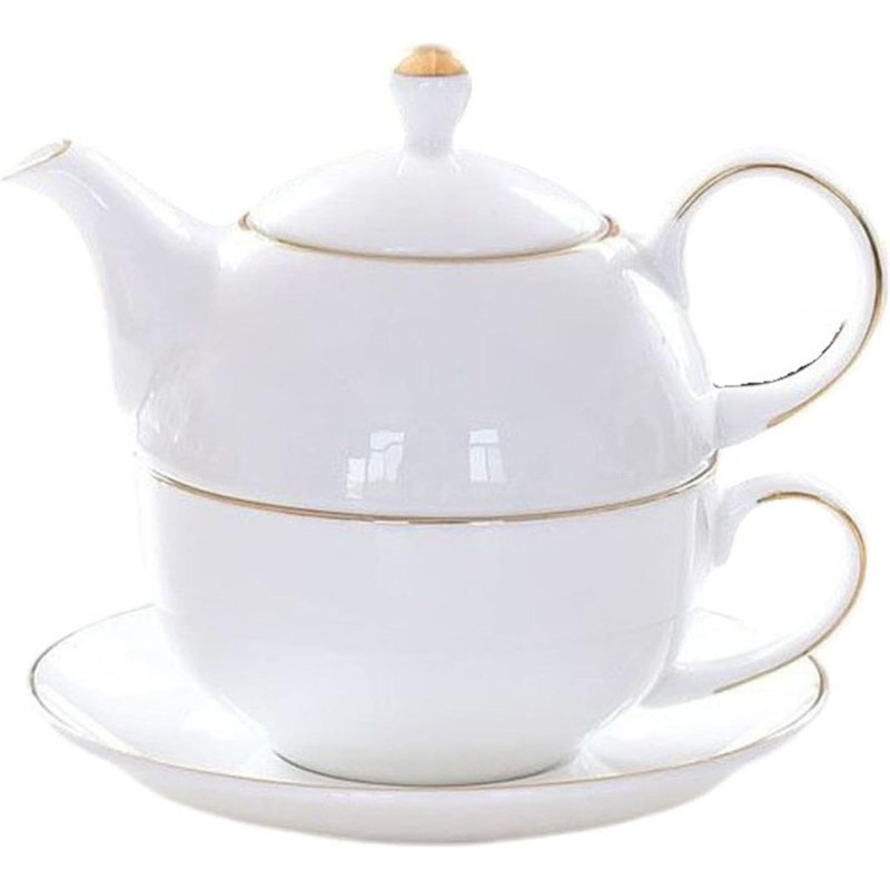 Ensemble de thé en céramique YBK Tech pour un ensemble, une théière et une tasse de 8,2 oz avec soucoupe