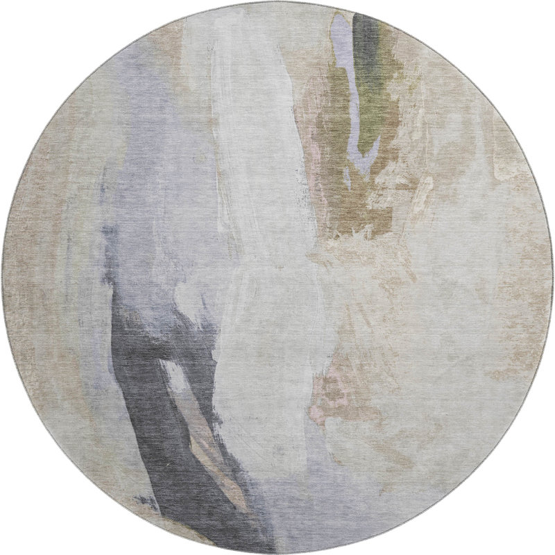 Premium Machine Washable Mouton Abstract Rug, Round 8'