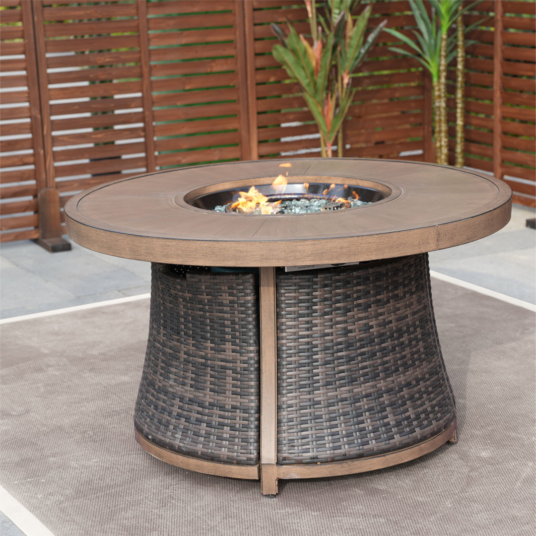 Mccay 24.6'''' H X 42'''' W Iron Propane Outdoor Fire Pit Table With Lid Red Barrel Studio® 