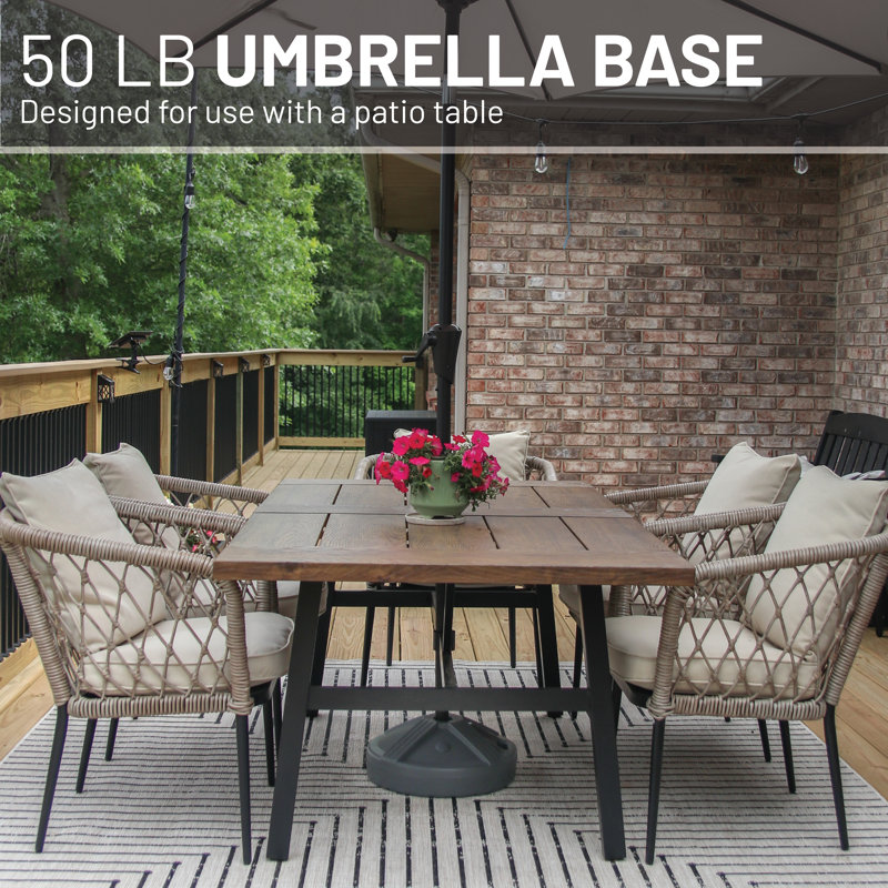 Grey UV-Stabilized Polymer Fillable Patio Umbrella Base