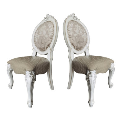 Calvert White And Bone Composite Wood Side Chair (Set Of 2) With Nailhead Trim