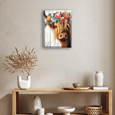 Toile, art animalier, vache, décoration murale, photos pour le salon, le couloir, la chambre à coucher, le bureau, la décoration intérieure, 12 x 16 po