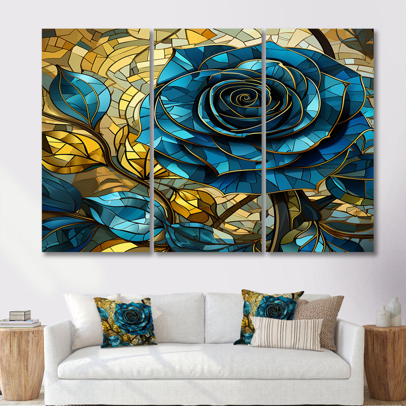 Baylor - ensemble de décorations murales roses, Toile tendue, H 40 po x l 60 po x P 1 po