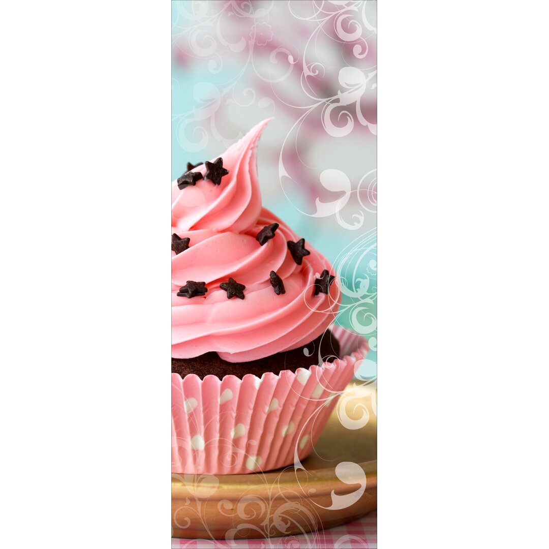 Glasbild Pink Muffin, Kunstdruck