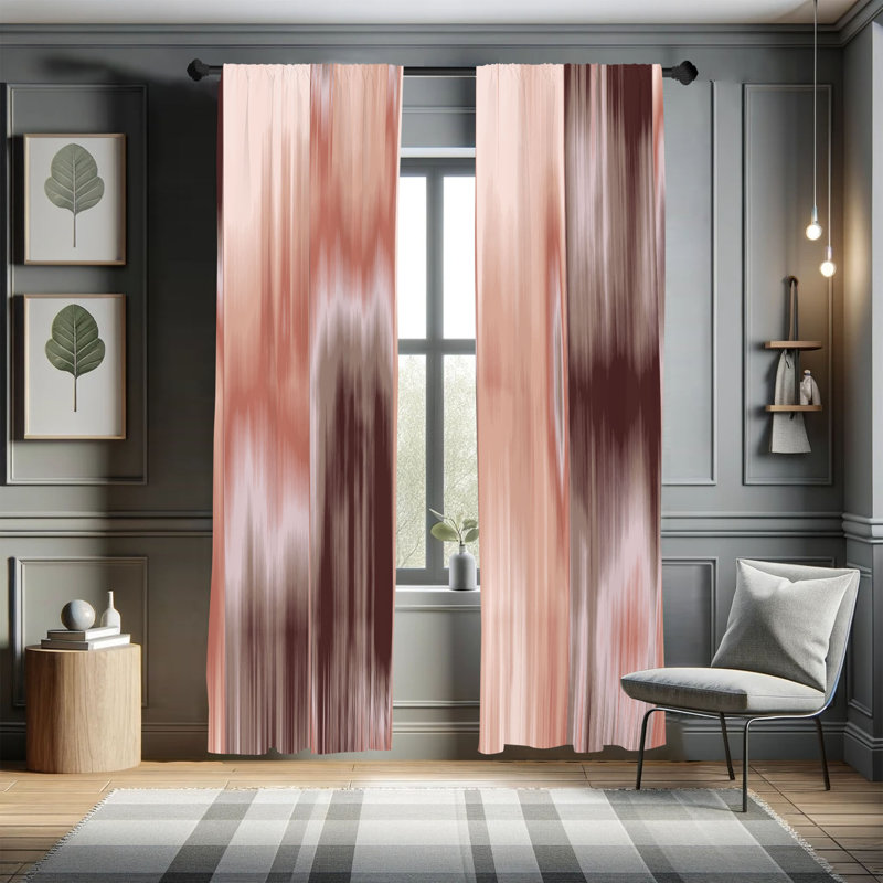 Microfiber Floral Semi-Sheer Rod Pocket Curtain Panels, 28" W x 84" L, Bronze
