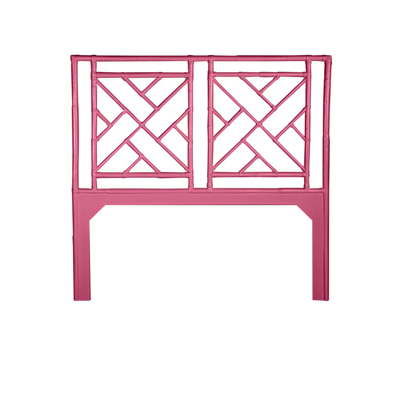 Cowden Geometric Rattan Headboard, Queen, Hot Pink