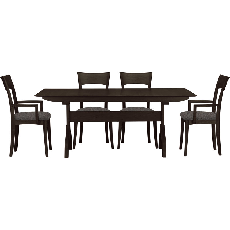 Sarah Solid Wood Top Four Leg Dining Set, Smoke Cherry, Slate (M10245) Fabric