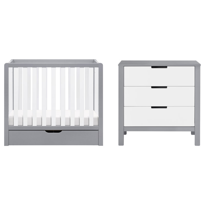 Colby Convertible Mini Nursery Furniture Set, Gray/White