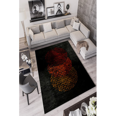 Eco-Friendly Area Rug, 100% Polyester, 31.5 x 47.2 inches | Antibacterial, Non-Slip PVC Dot Underside, Digital Printed, Machine Washable | Elegant Anthracite Color, Perfect for Living Room & Bedroom Décor