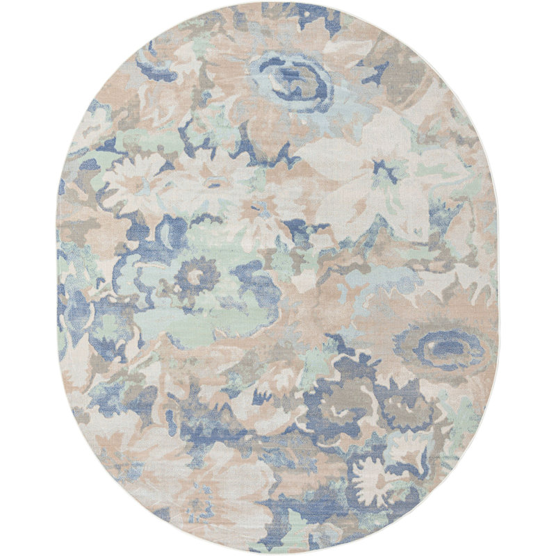 Floral Indoor Rug, Oval 8' x 10'