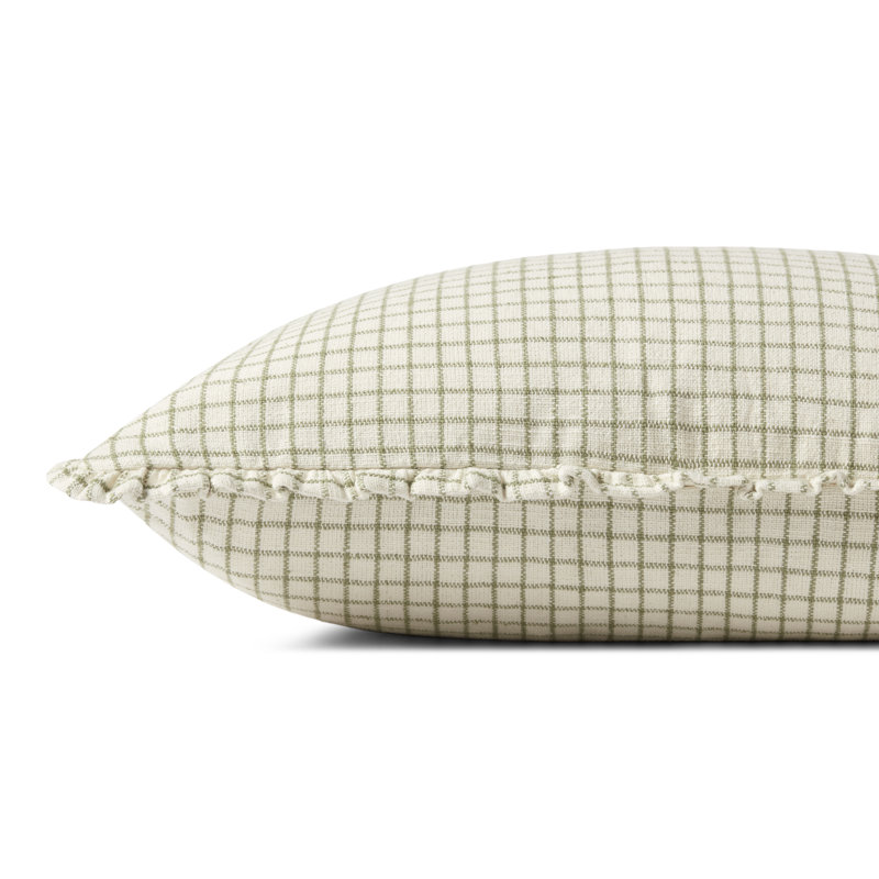 Dinah Ivory and Moss Cotton Blend 16'' x 26'' Throw Pillow