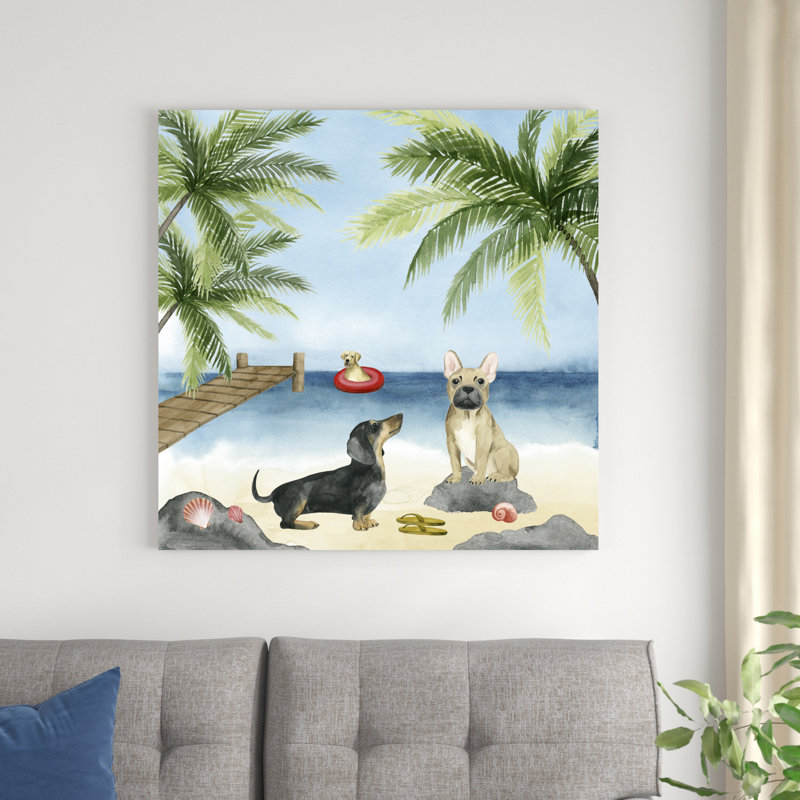 Chiens sur le pont I, H 36 po x l 36 po