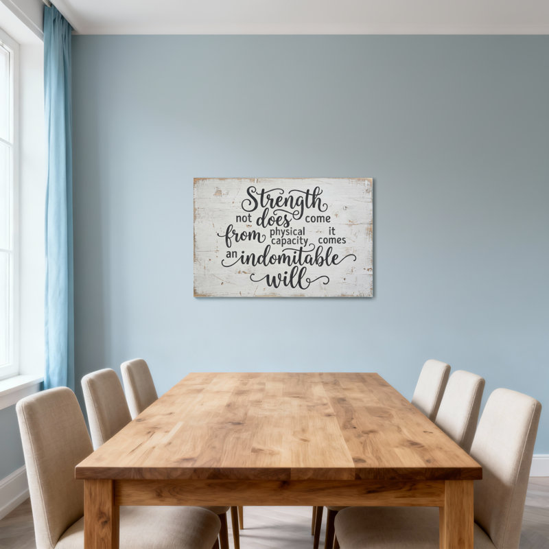 Text & Numbers Strength Not Does Come From Physical Capacity It Comes An Indomitable Will, 20" H x 30" W