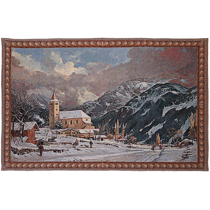 Église en coton avec suspension murale champ de neige