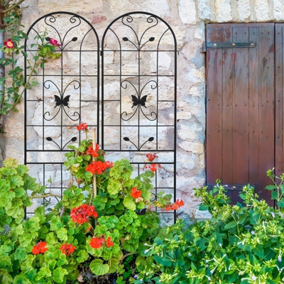 2 Pack Metal Trellis Outdoor Garden, 86.7" X 19.7" Rustproof Plants, Black Iron Support Climbing Outdoor,