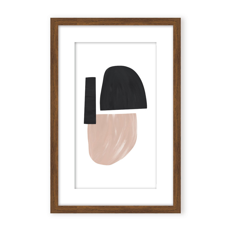 Black and Nude Abstract Shapes by Uplusmestudio - Picture Frame Painting on Paper, 48" H x 32" W x 1.125" D, Framed Print