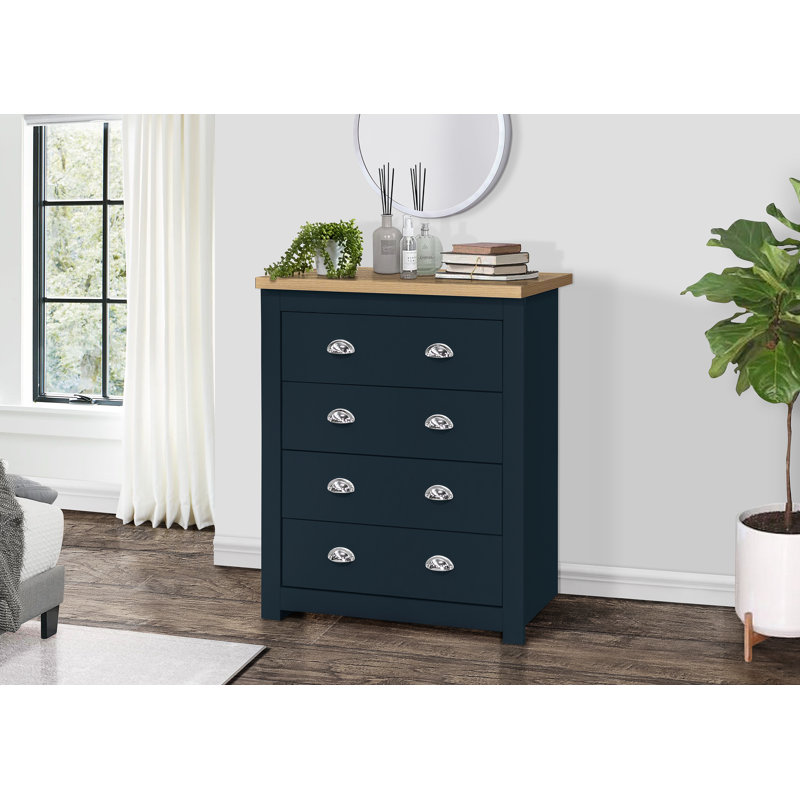 Highgate 4 Drawer Chest, Navy Blue/Oak