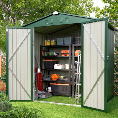 Remise de rangement verrouillable en métal de l 6 pi x P 4 pi pour les outils de jardin et le rangement de patio