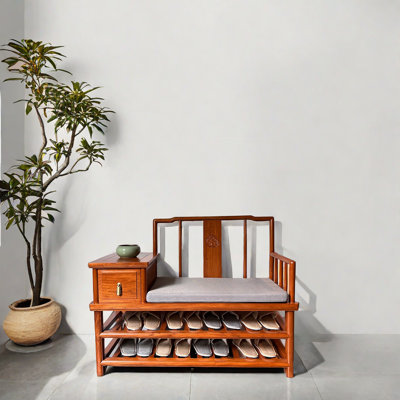 Banc de rangement pour chaussures en bois massif 10 paires