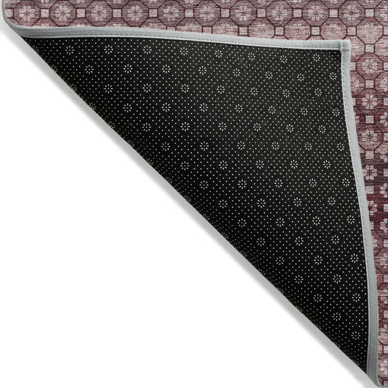 10' X 14' Red And Burgundy Striped Washable Indoor Outdoor Area Rug