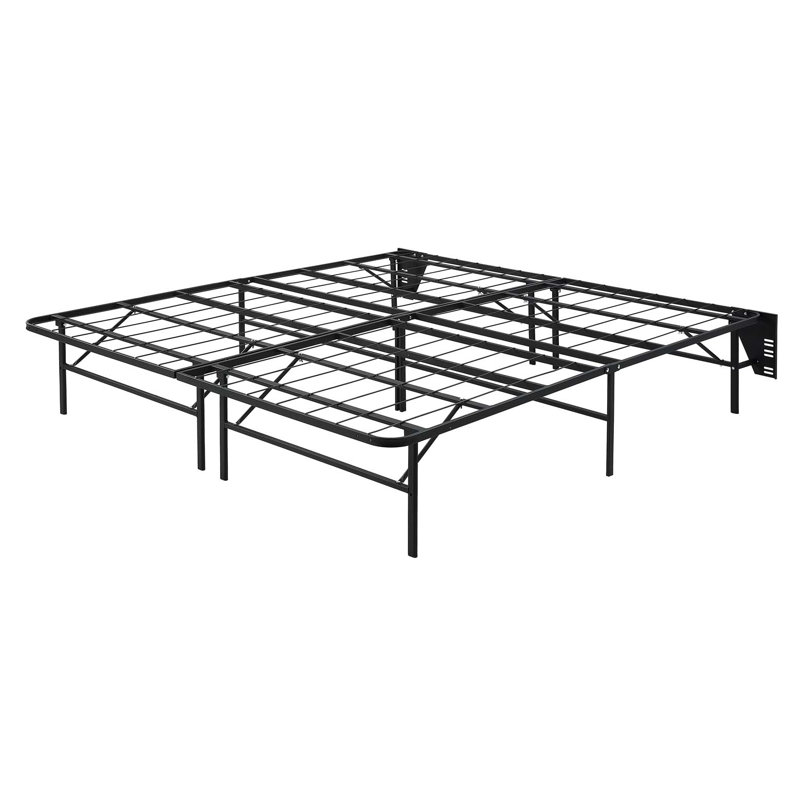 Structure de lit pliable en métal noir de très grande taille, sans accoudoirs, Très grand lit