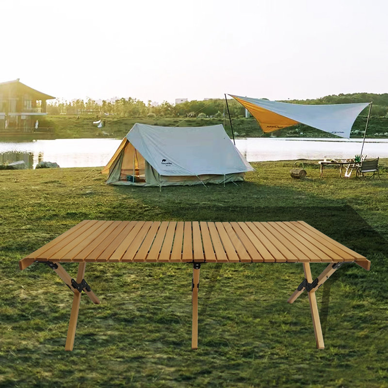 Sijana 47.44 in. L Solid Wood Rectangular Adjustable Folding Table Picnic Table