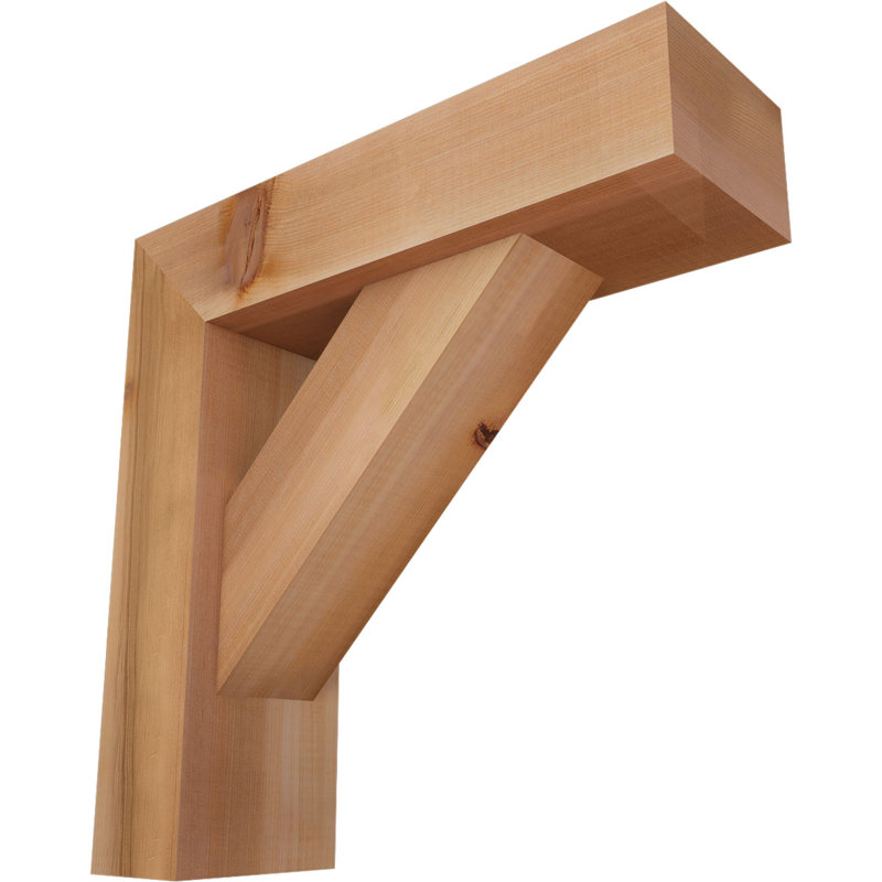 Traditional Block Bracket with Offset Brace, 18 x 18, 5 1/2"W Western Red Cedar (Smooth)
