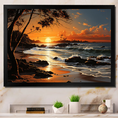 Thailande, coucher de soleil doré II - Décoration murale encadrée nautique et plage