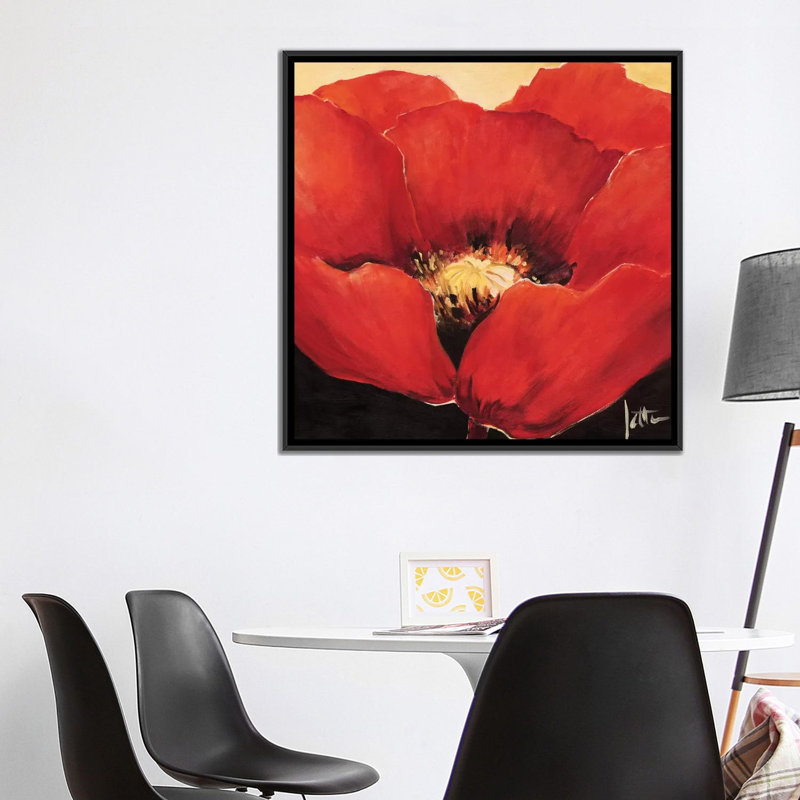 « red beauté i », impression sur toile, H 18 po x l 18 po x P 1,5 po, Toile avec cadre noir, Pas de tapis