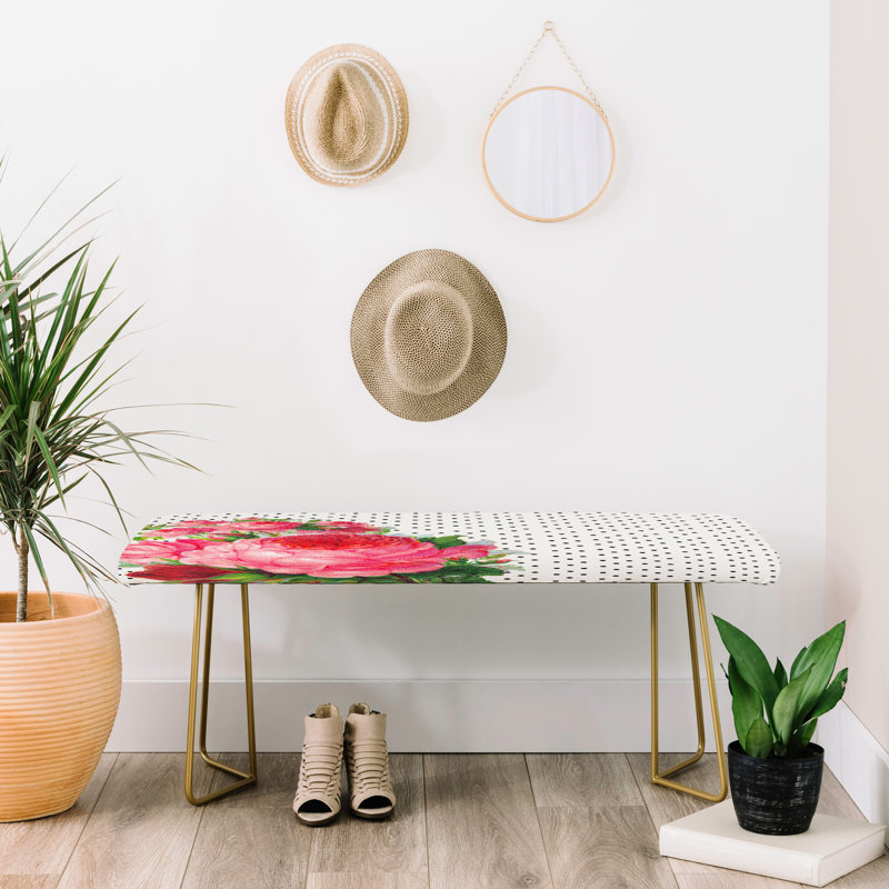 Banc recouverts de tissu d'ameublement, Rouge / vert / floral