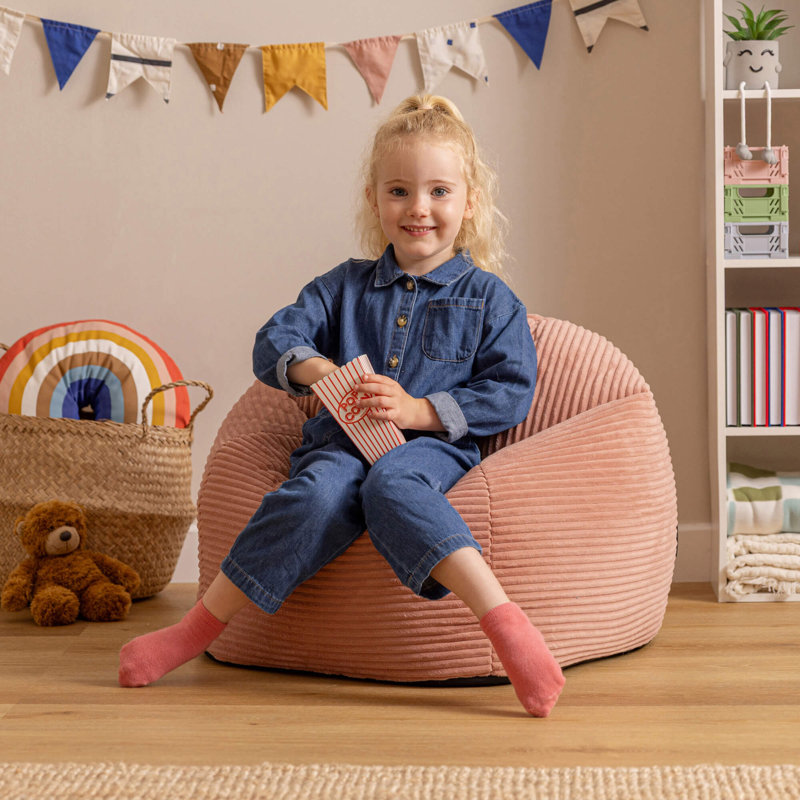 Corduroy Refillable Bean Bag Set, Dusky Pink