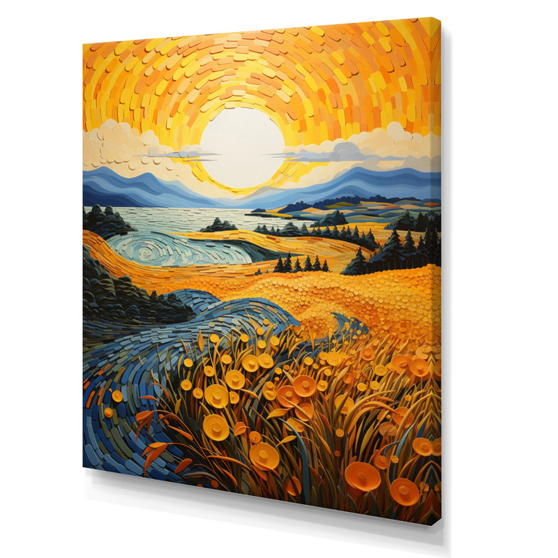 Récolte de Vangogh dans les champs de blé II, H 32 po x l 16 po x P 1 po, Toile tendue