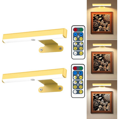 Lot de 2 lampes de tableau sans fil avec télécommande, appliques murales à piles pour la décoration murale