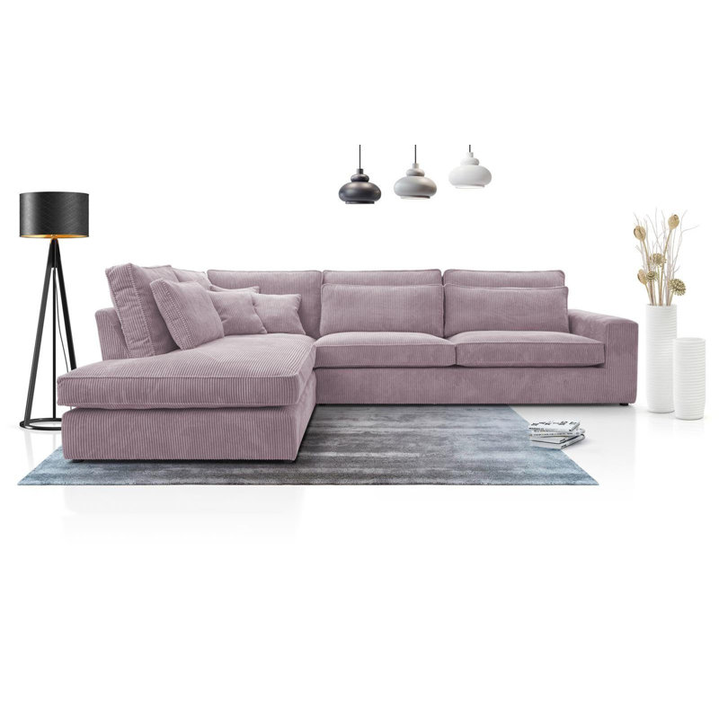 Rahshad 6 Seater Sofa & Chaise, Pink, Left Hand Facing