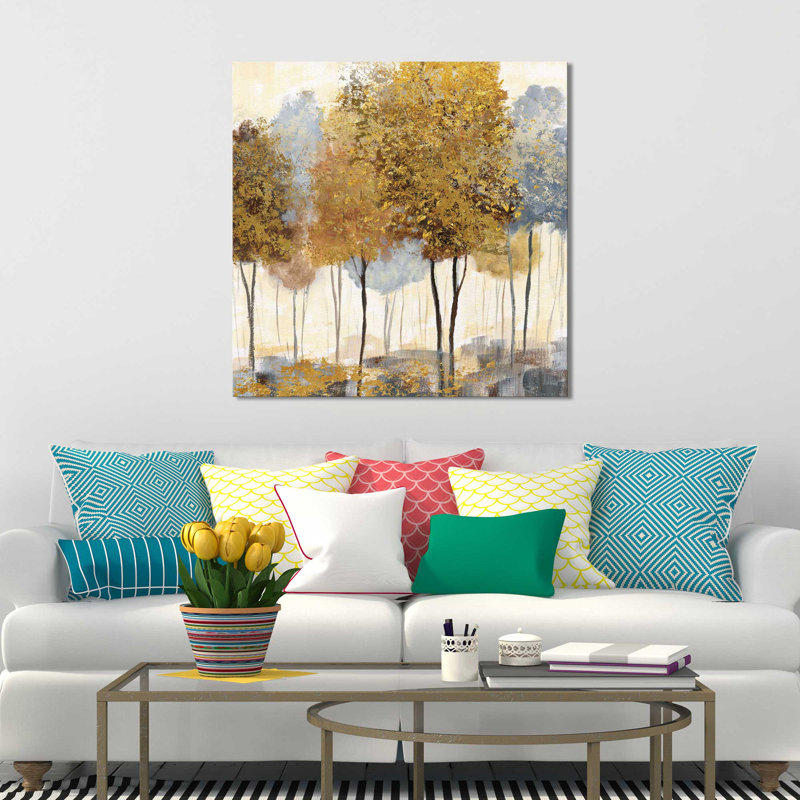 «Metallic Forest II», reproduction de peinture acrylique, H 18 po x l 18 po x P 1 po, Toile tendue