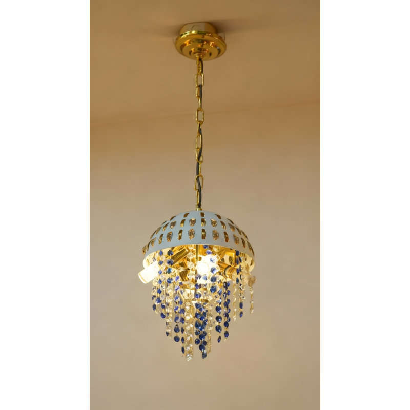 Lustre cascade bleu en cristal, H 18 po x l 10 po x P 10 po