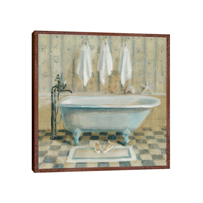 Victorian Bath IV by Danhui Nai - Print on Canvas, Classic Brown Wood Framed, 45.72 cm H x 45.72 cm W