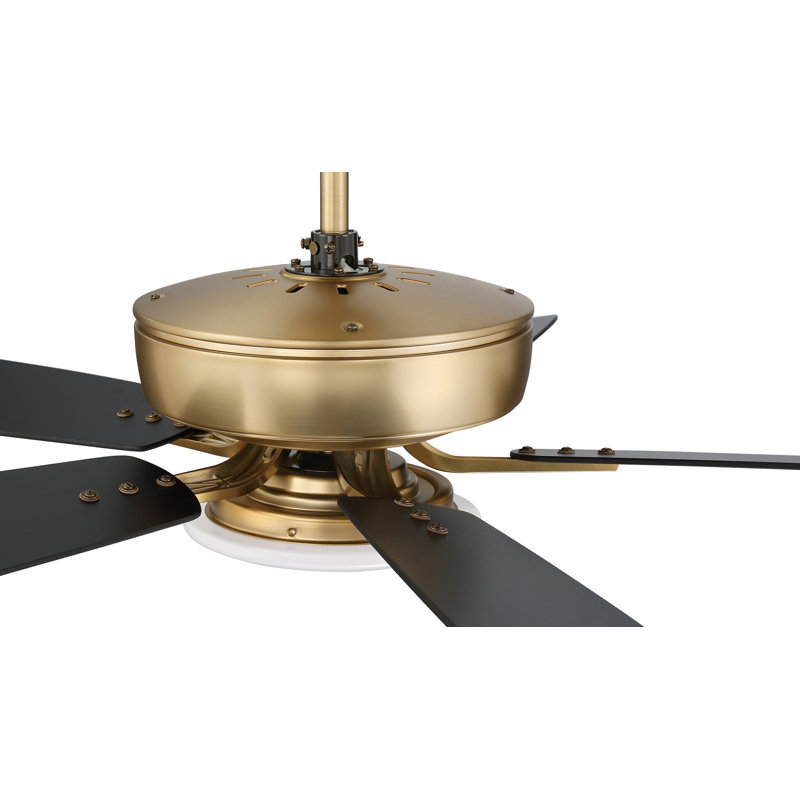 52'' Ceiling Fan with LED Lights, Satin Brass/Black