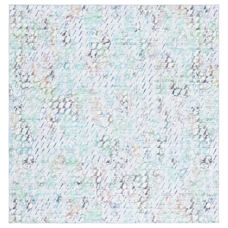 Tapis gris / vert Athiran 913, Carré 6 pi