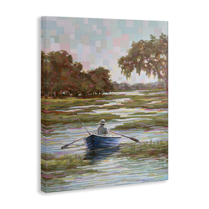 Art mural sur toile Quiet Time on the River, design par Linda Sperrucci, H 20 po x l 16 po