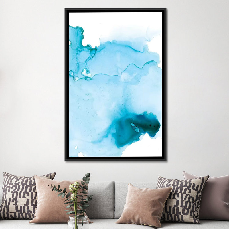 «Watercolor Abstract II», reproduction sur toile, H 60 po x l 40po x P 1,5 po, Toile avec cadre noir, Pas de tapis