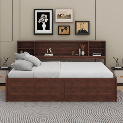 Full Size Captain Bed With Shelves, Drawers And Cabinets