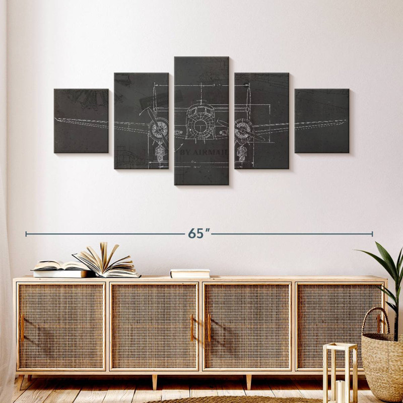 Plane Wings Blueprint, 24" H x 55" W