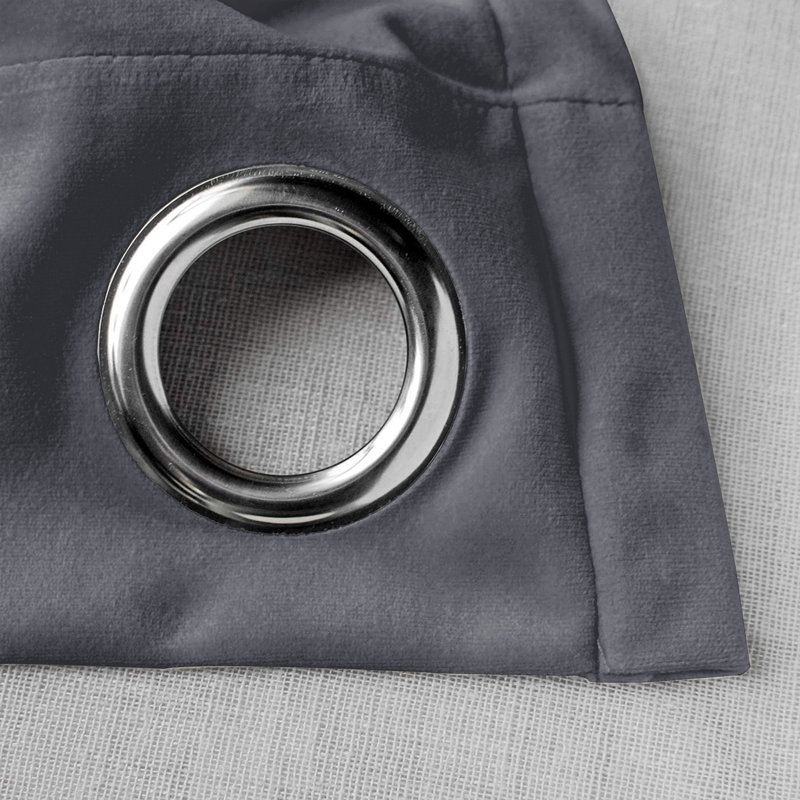 Reede Luxury Crushed Velvet Eyelet Curtains - Fully Lined, Heavy Plush Drapes, 168cm Width x 228cm Drop, Grey