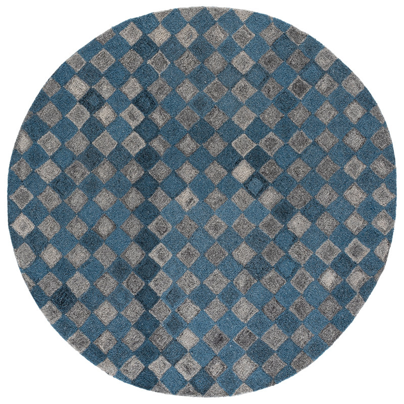 Ffraid Hand Tufted Performance Geometric Rug, Round 7'