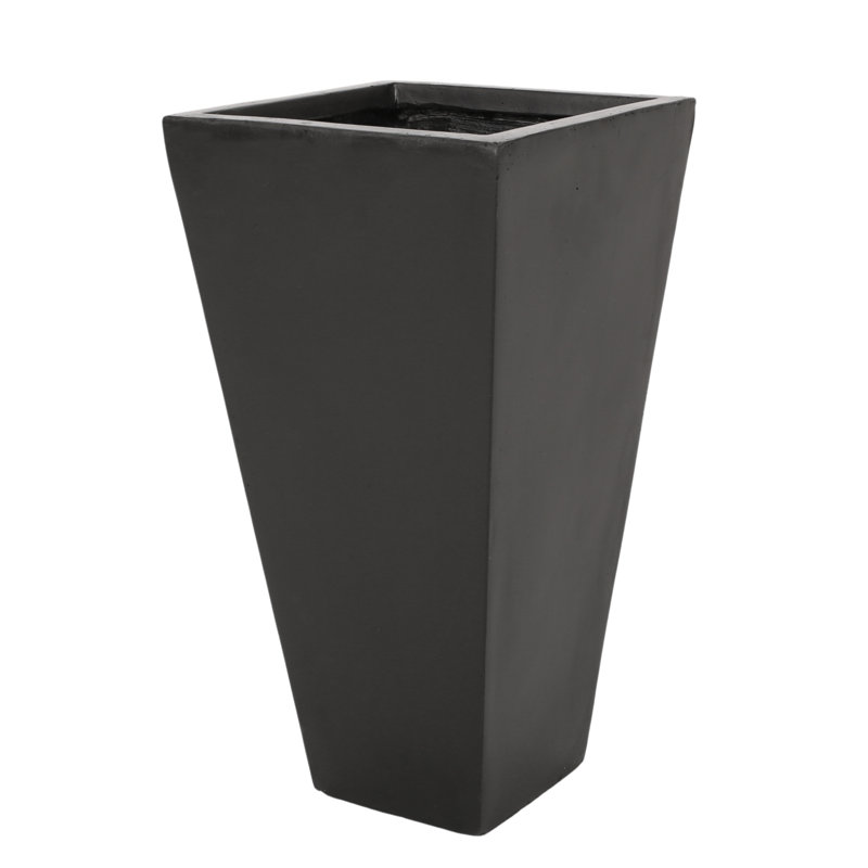 Lightweight Mgo Small Cast Stone Planter, 24.75'' H X 13'' W X 13'' D, Black