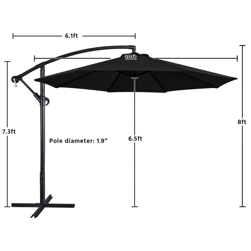 Parasol suspendu d'extérieur 10 pi Brunet, Noir
